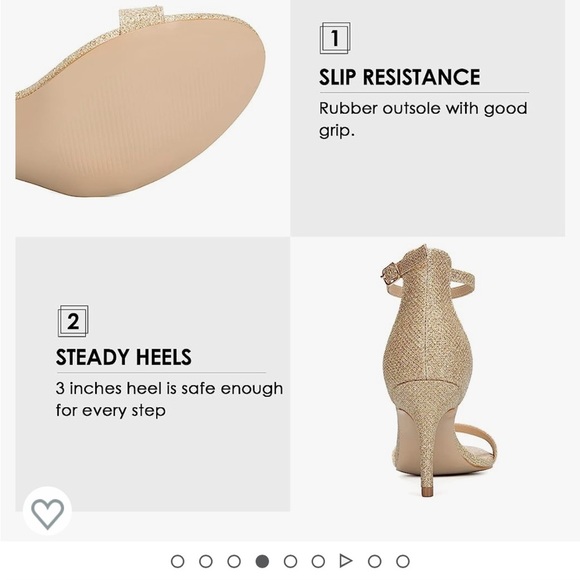 NWT 7.5 gold glitter Stilettos Classic Strappy Open Toe Pump Heel Sandals - Picture 3 of 5